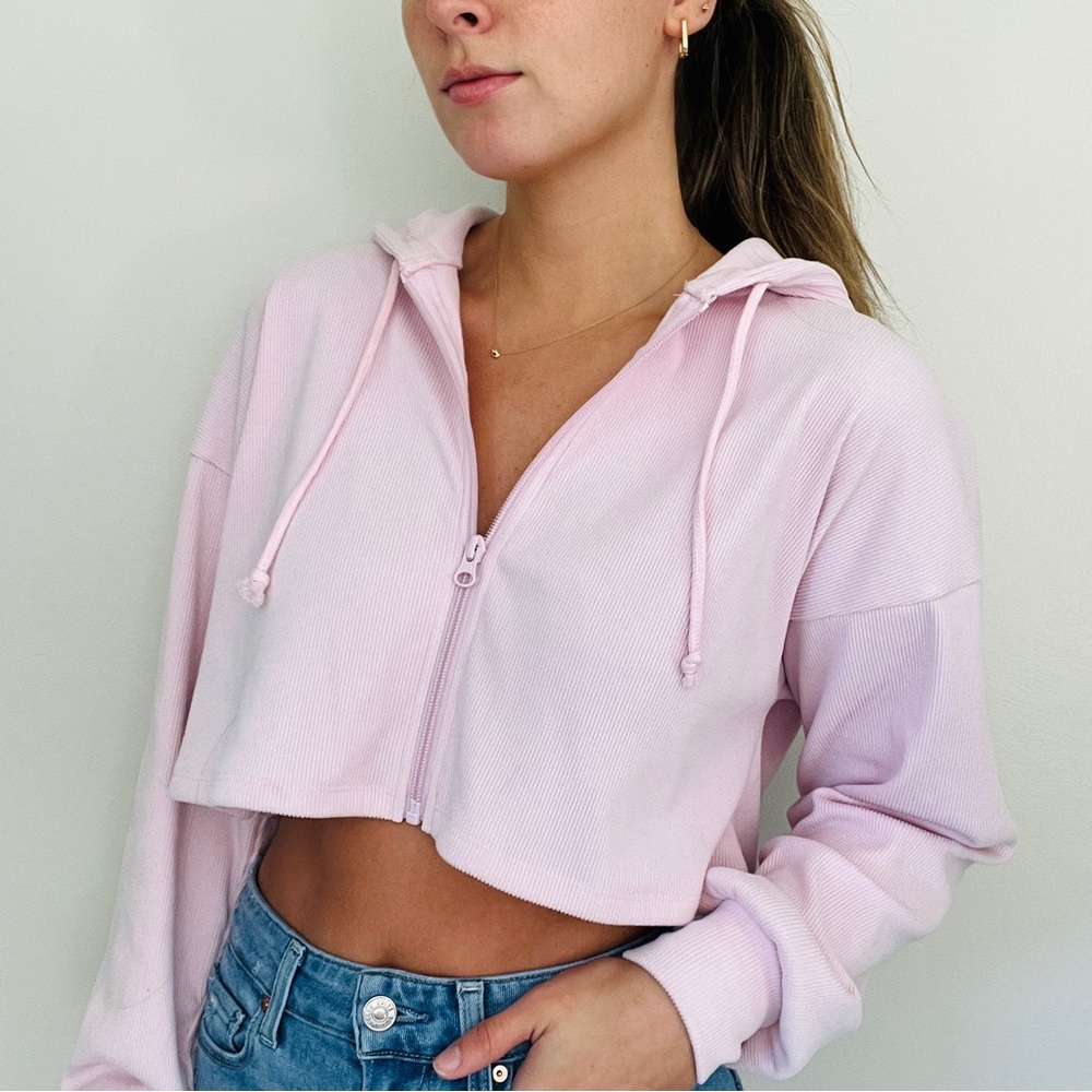 Wild Fable Soft Pink Cropped Hoodie